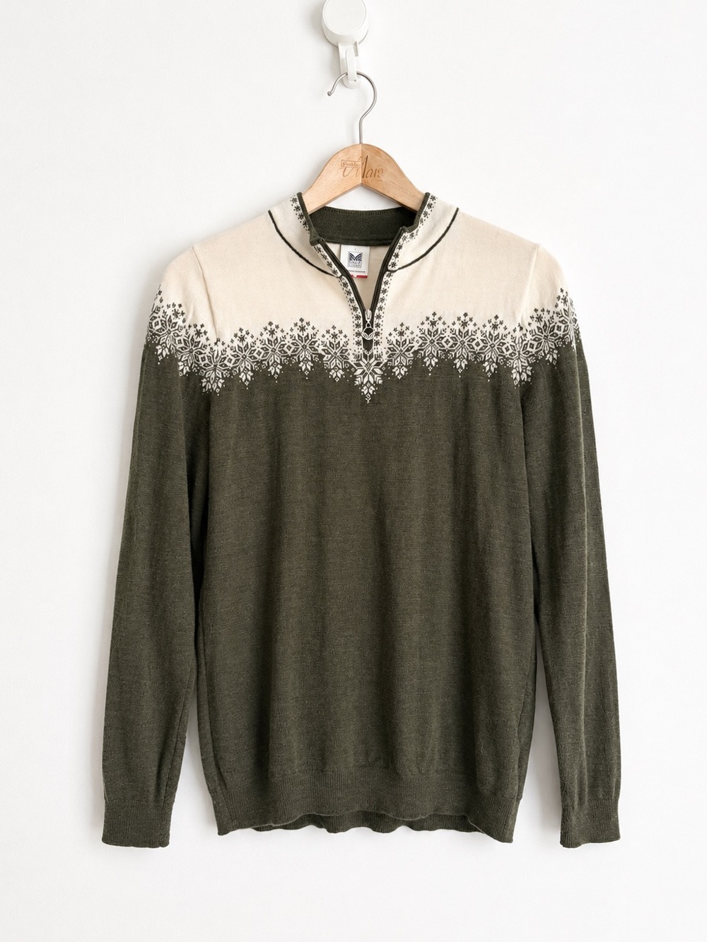 Dale of Norway Merino Wool Nordic Quarter Zip Sweater Scandi Ski Lodge L
